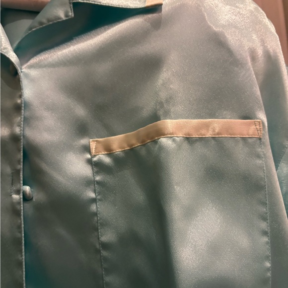 Victoria's Secret Set- Aqua pajama top & drawstring sleep pant set-vintage Small - Picture 5 of 10